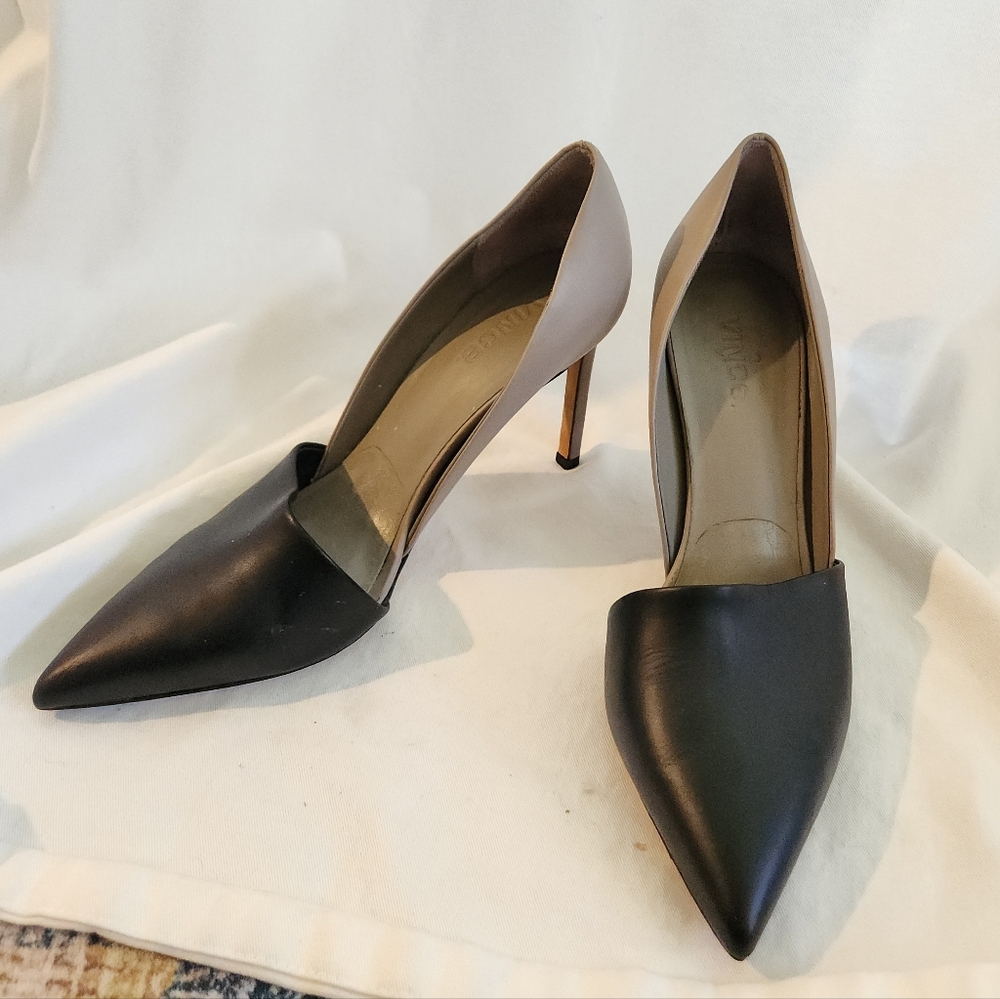 Vince two-toned d'orsay heels